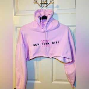 Pink NYC Wali Cropped Hoodie, L‎